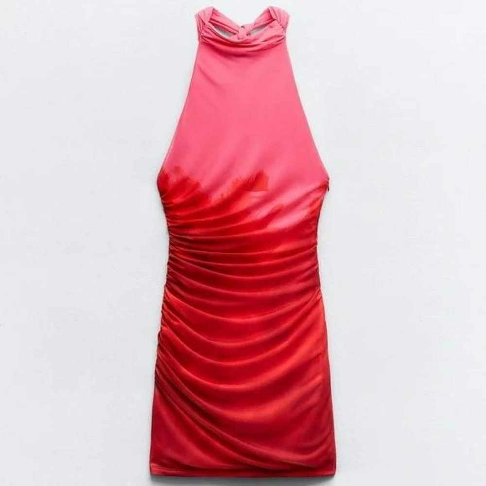 ZARA PRINTED TULLE DRESS